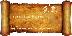 Francsics Manna névjegykártya